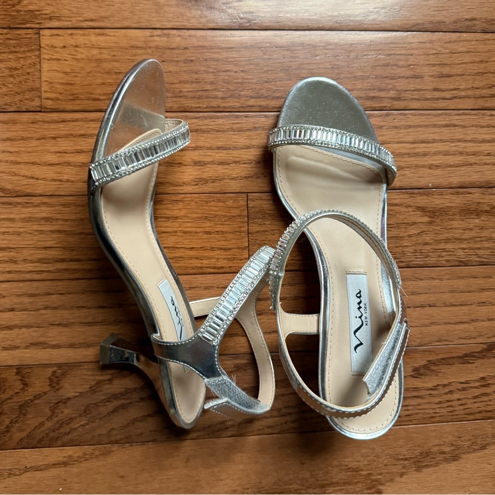 Silver kitten heels